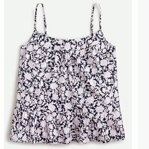 Crinkle cotton tank top in rose vines sz M